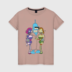 Женская футболка хлопок Бендер с девочками