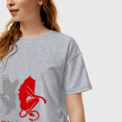 Женская футболка хлопок Oversize Наполовину ангел, наполовину дьявол - фото 2