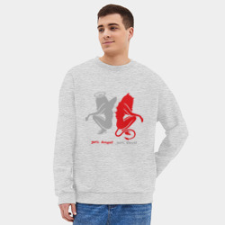 Мужской свитшот oversize без начеса хлопок Наполовину ангел, наполовину дьявол - фото 2