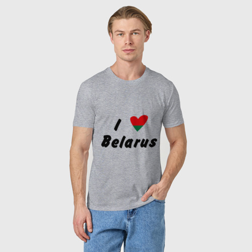 Мужская футболка хлопок I love Belarus, цвет меланж - фото 3