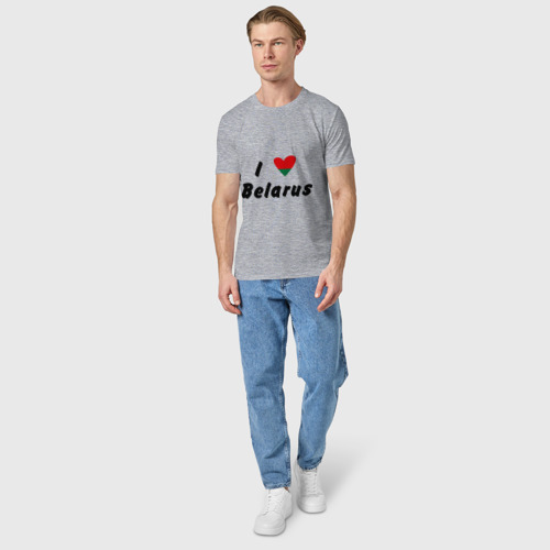 Мужская футболка хлопок I love Belarus, цвет меланж - фото 5