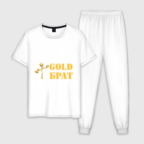 Мужская пижама хлопок с принтом Gold брат, вид спереди #2