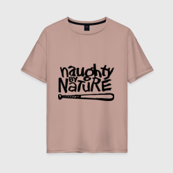 Женская футболка хлопок Oversize Naughty by nature