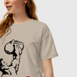 Женская футболка хлопок Oversize Гири – спорт сильных - фото 2