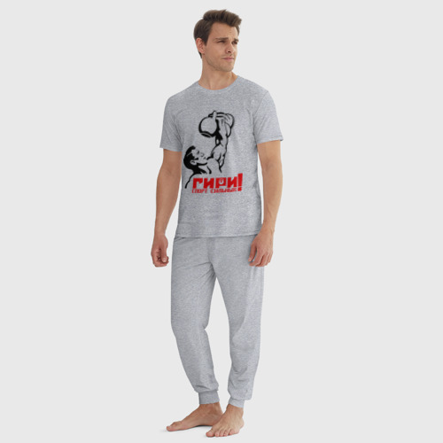 Мужская пижама хлопок Гири – спорт сильных, цвет меланж - фото 5