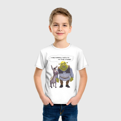 Детская футболка хлопок Шрек на пузе, цвет белый - фото 3
