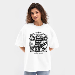 Женская футболка Oversize хлопок texturе Кот Да Винчи - фото 2
