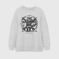 Женский свитшот oversize без начеса хлопок Кот Да Винчи