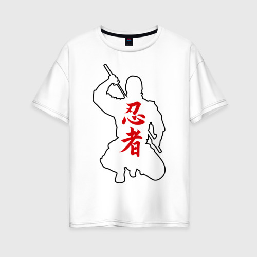 Женская футболка хлопок Oversize Ниндзя (4), цвет белый