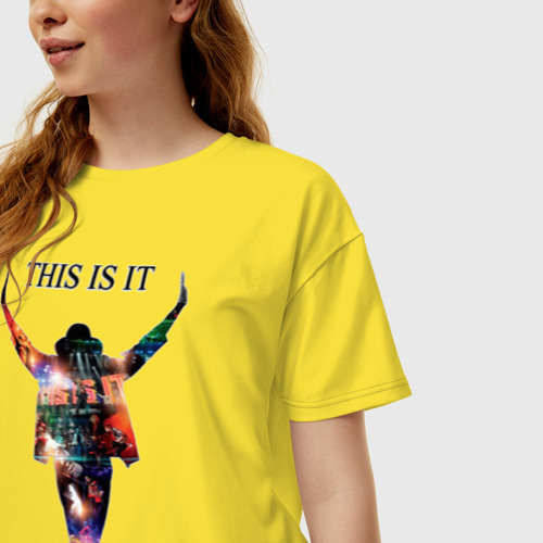Женская футболка хлопок Oversize Майкл Джексон - Вот и все, цвет желтый - фото 3