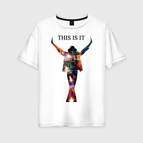 Женская футболка оверсайз из хлопка с принтом Майкл Джексон - Вот и все, вид спереди №1