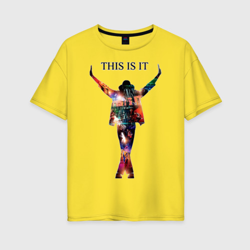 Женская футболка хлопок Oversize Майкл Джексон - Вот и все, цвет желтый