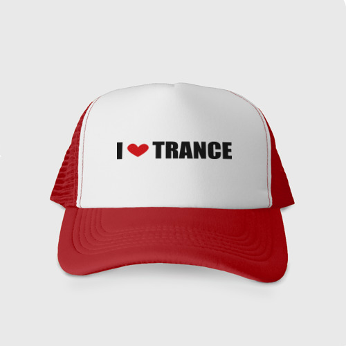 Кепка тракер с сеткой I love Trance, цвет красный