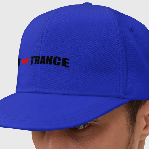 Кепка снепбек с прямым козырьком I love Trance, цвет синий