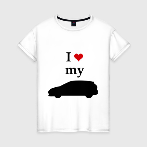 Женская футболка хлопок I love my car, цвет белый