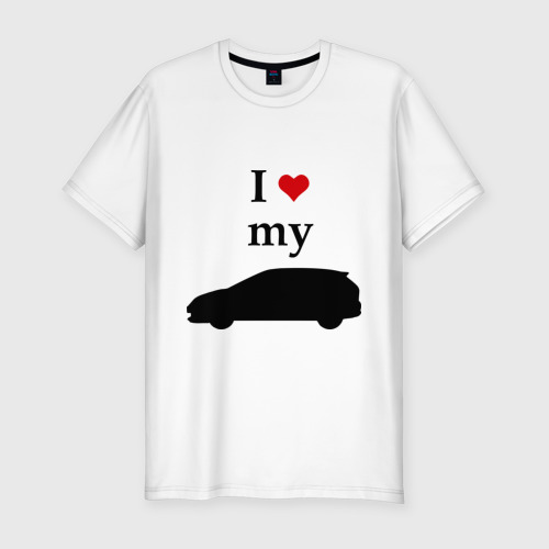 Мужская футболка хлопок Slim I love my car, цвет белый