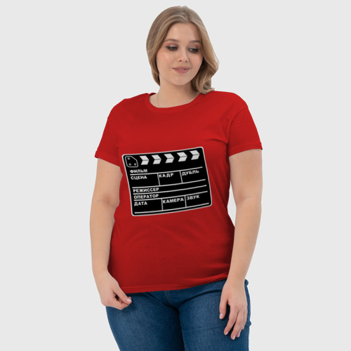 Женская футболка хлопок Кинохлопушка, цвет красный - фото 6