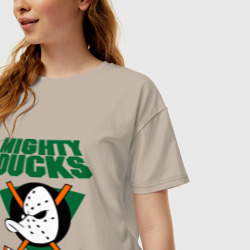 Женская футболка хлопок Oversize Anaheim Mighty Ducks 2 - фото 2