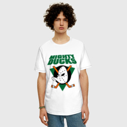 Мужская футболка хлопок Oversize Anaheim Mighty Ducks 2 - фото 2