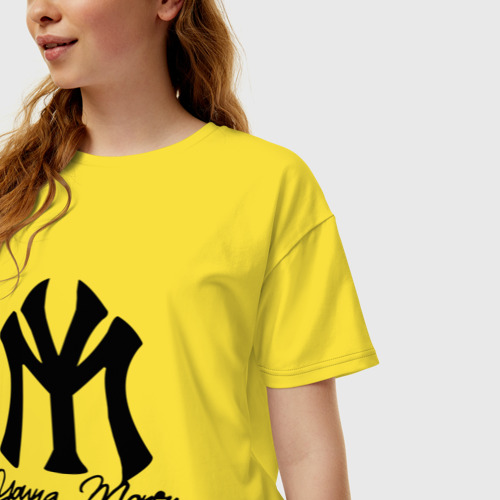 Женская футболка хлопок Oversize Young Money, цвет желтый - фото 3