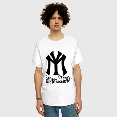 Мужская футболка хлопок Oversize Young Money, цвет белый - фото 3