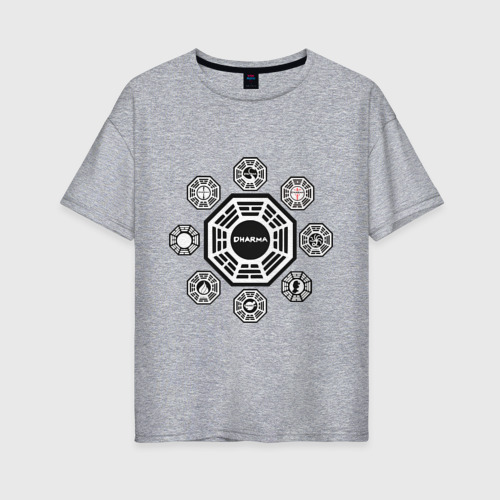 Женская футболка хлопок Oversize с принтом Lost - Все станции Dharma, вид спереди #2