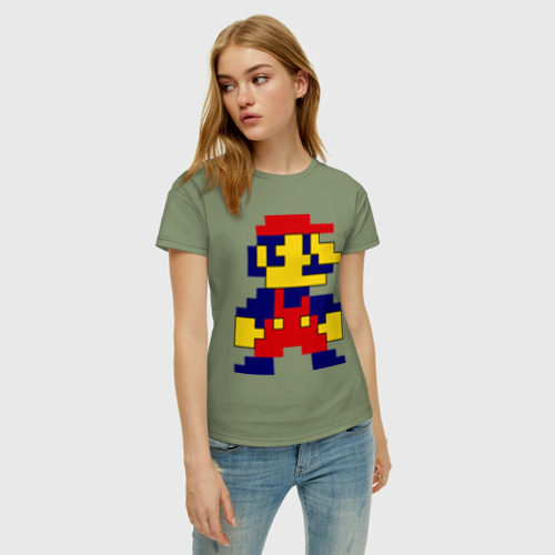Женская футболка хлопок Mario 2D, цвет авокадо - фото 3