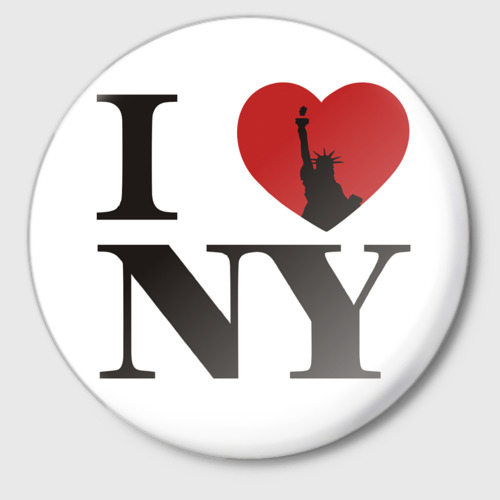 Значок с принтом Я люблю Нью-Йорк, вид спереди №1