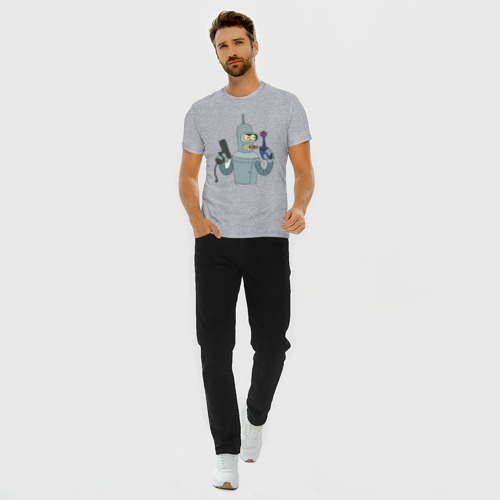 Мужская футболка хлопок Slim Бендер 3, цвет меланж - фото 5