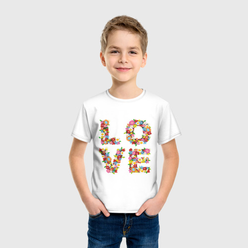 Детская футболка хлопок Любовь в цветах, цвет белый - фото 3