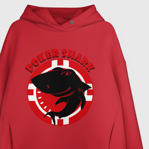 Женское худи Oversize хлопок Poker shark, цвет красный - фото 3