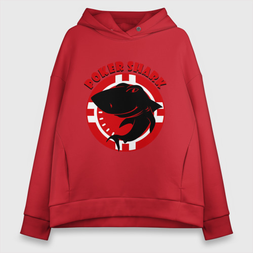 Женское худи Oversize хлопок Poker shark, цвет красный