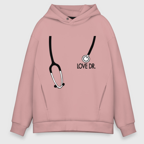 Мужское худи Oversize хлопок Love Dr. House, цвет пыльно-розовый