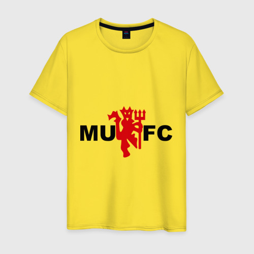 Мужская футболка хлопок Манчестер Юнайтед Manchester united, цвет желтый