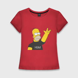 Женская футболка хлопок Slim Гомер rock фанат
