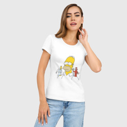 Женская футболка хлопок Slim Гомер Симпсон добро и зло - фото 2