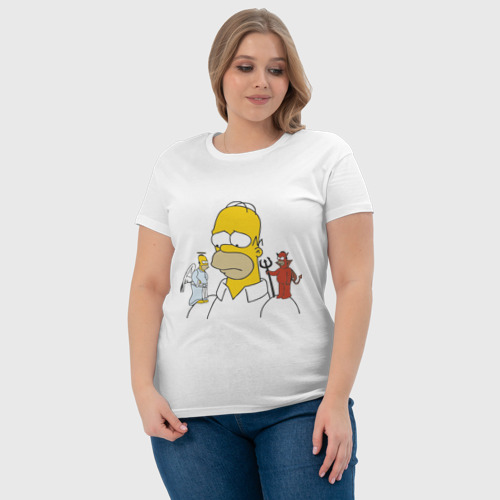 Женская футболка хлопок Гомер Симпсон добро и зло, цвет белый - фото 6