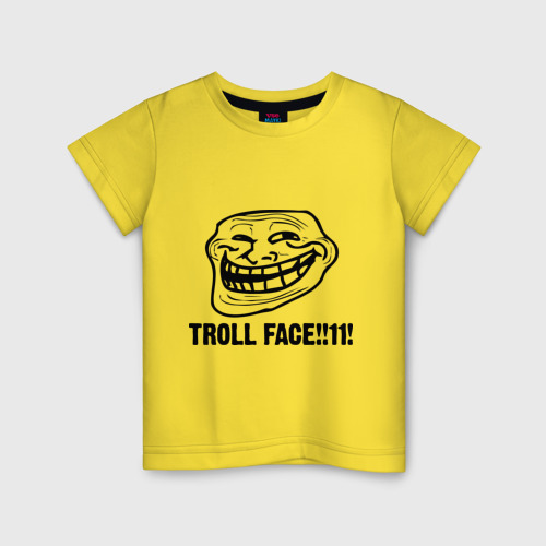 Детская футболка хлопок Troll face, цвет желтый