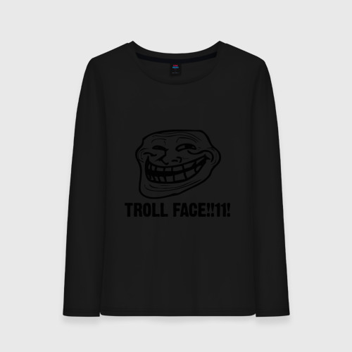 Женский лонгслив хлопок Troll face, цвет черный