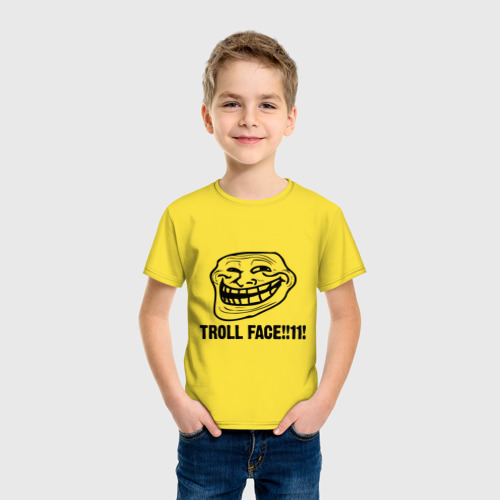 Детская футболка хлопок Troll face, цвет желтый - фото 3
