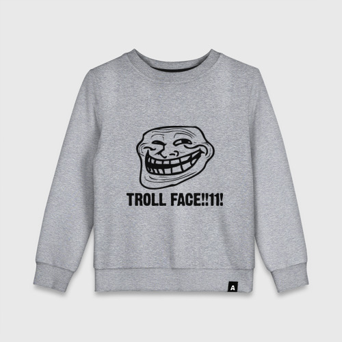 Детский свитшот хлопок Troll face, цвет меланж