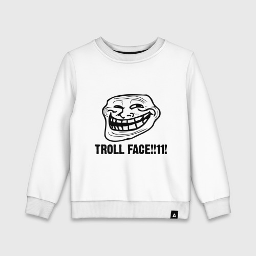 Детский свитшот хлопок Troll face, цвет белый