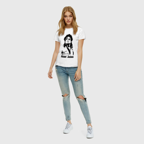 Женская футболка хлопок Michael Jackson, цвет белый - фото 5