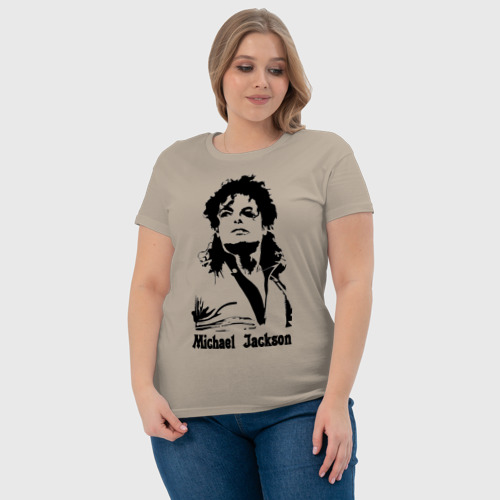 Женская футболка хлопок Michael Jackson, цвет миндальный - фото 6