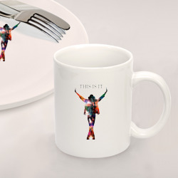 Набор: тарелка кружка с принтом Майкл Джексон для любого человека, вид спереди №2. Цвет основы: белый
