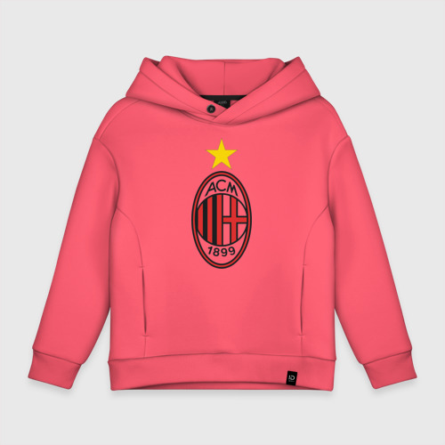 Детское худи Oversize хлопок Italian Serie A. AC Milan, цвет коралловый