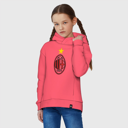 Детское худи Oversize хлопок Italian Serie A. AC Milan, цвет коралловый - фото 3