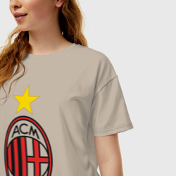 Женская футболка хлопок Oversize Italian Serie A. AC Milan - фото 2