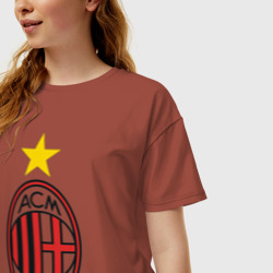 Женская футболка хлопок Oversize Italian Serie A. AC Milan - фото 2