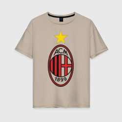 Женская футболка хлопок Oversize Italian Serie A. AC Milan